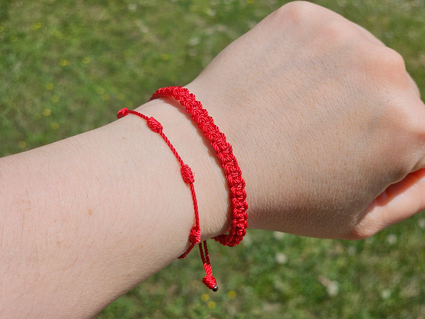 RED BRAIDED EVIL EYE MACRAME BRACELET ADJUSTABLE UNISEX FOR ALL AGES