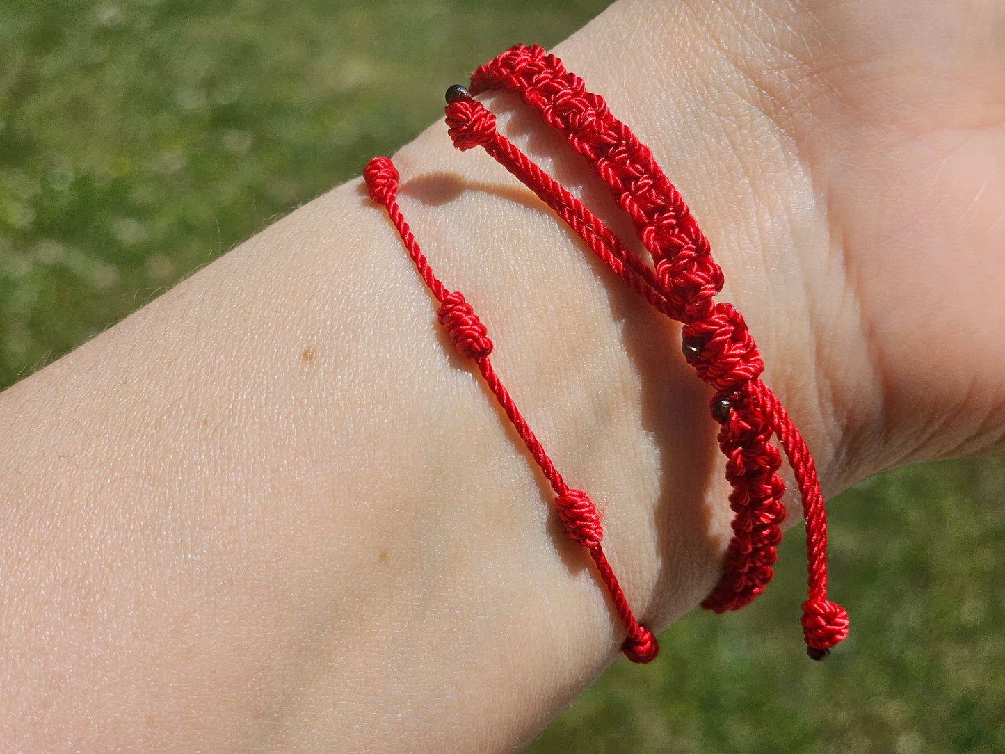 RED BRAIDED EVIL EYE MACRAME BRACELET ADJUSTABLE UNISEX FOR ALL AGES