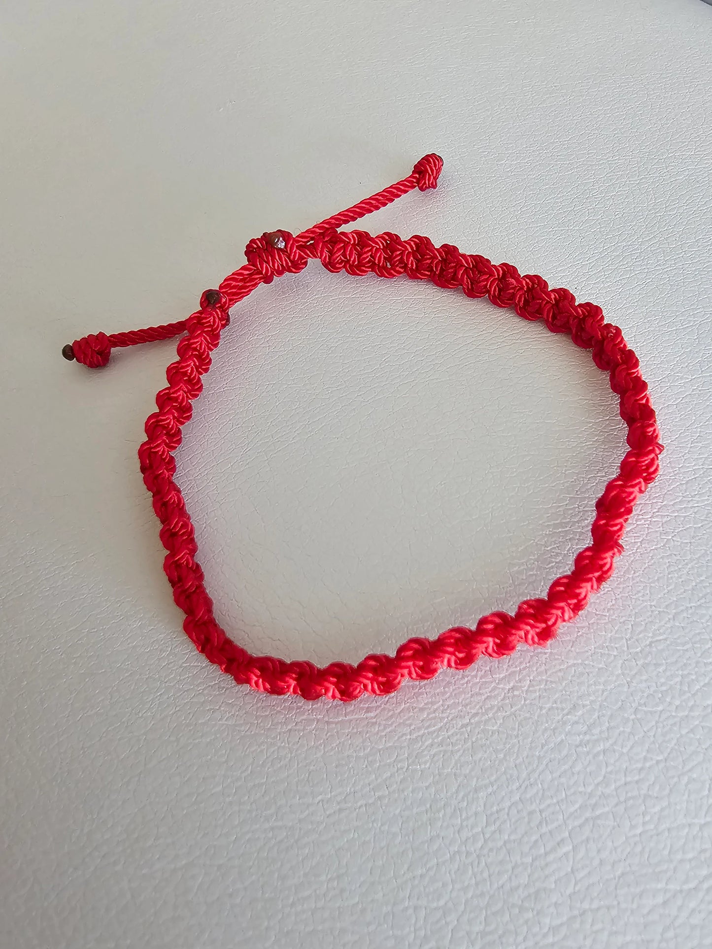 RED BRAIDED EVIL EYE MACRAME BRACELET ADJUSTABLE UNISEX FOR ALL AGES